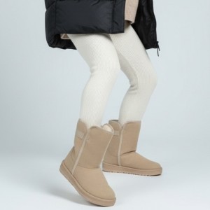 Beżowe Śniegowce Big Star Ocieplane Botki Damskie