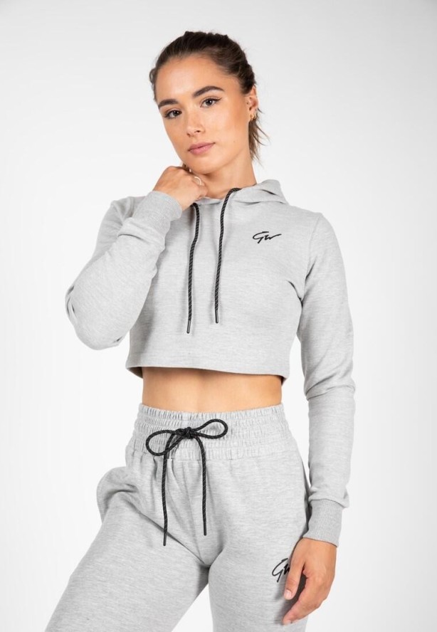 Pixley Crop Top Bluza z kapturem - Szary