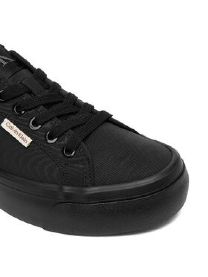 Calvin Klein Sneakersy Vulc Flatform Lace Up Moire YW0YW02012 Czarny