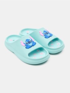 Klapki z gumową aplikacją Stitch - zielony