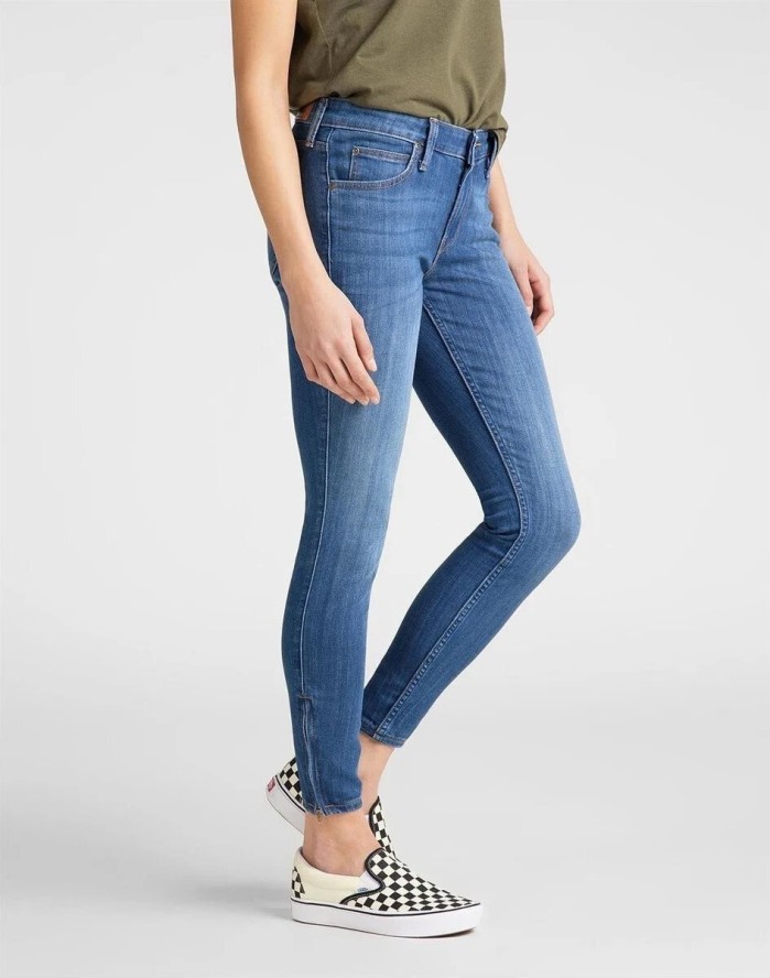 LEE SCARLETT CROPPED DAMSKIE SPODNIE JEANSOWE JEANSY DŻINSY RURKI 112106375