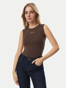 Guess Top W6YP17 K3881 Brązowy Regular Fit