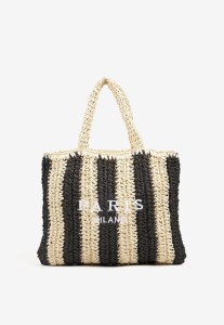 Czarna Torebka Shopper Plażowa z Napisem Navirael