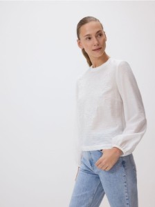 Bluzka z haftowanym wzorem - biały