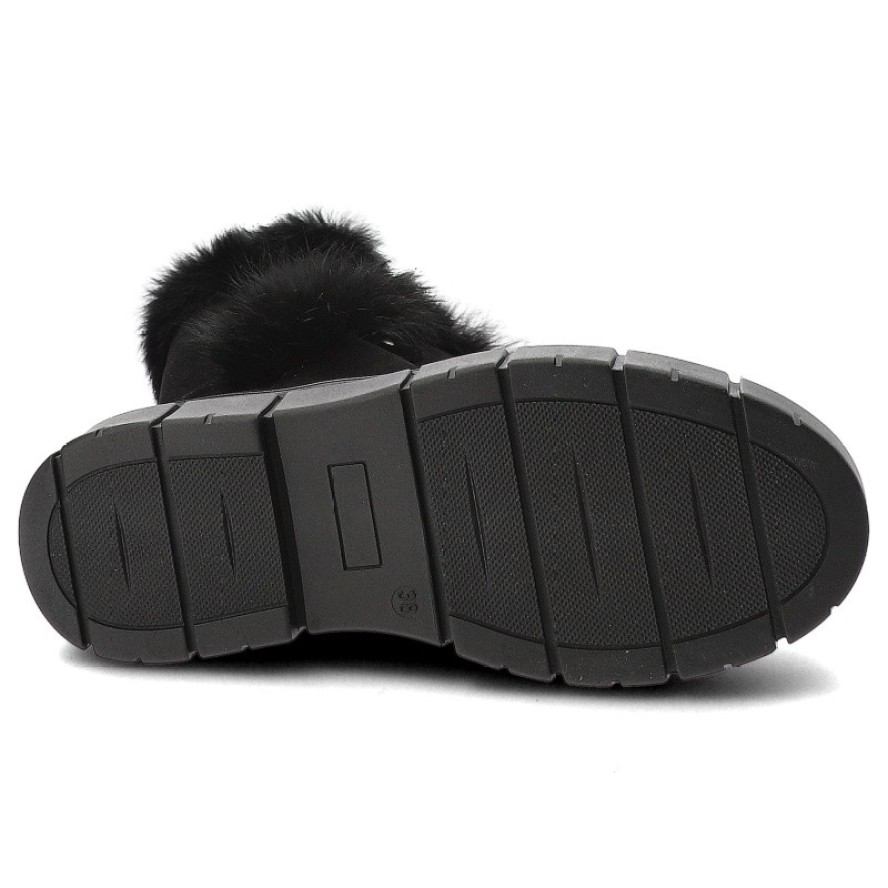 Czarne Kozaki Armodo Ocieplane Obuwie Damskie Z Futerkiem Z Królika