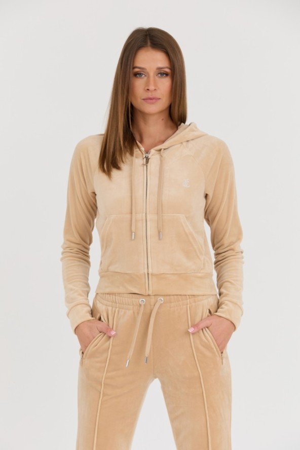 JUICY COUTURE Beżowa damska bluza Madison Hoodie, Rozmiar S