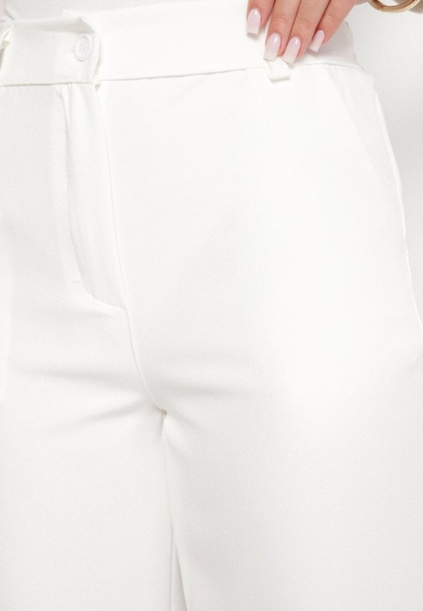 Białe Garniturowe Spodnie z Wysokim Stanem Vivisora