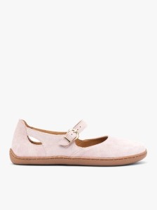 Różowe baleriny barefoot ze skóry welurowej