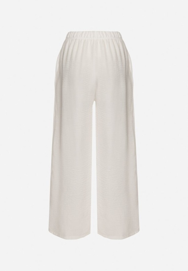 Białe Szerokie Spodnie Palazzo z Wysokim Stanem Aranwenna