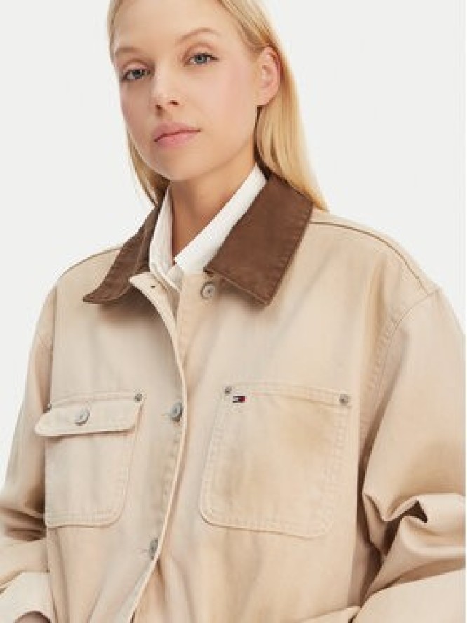 Tommy Jeans Kurtka przejściowa Distressed Chore DW0DW22599 Beżowy Relaxed Fit