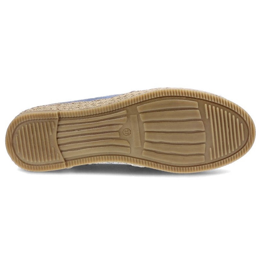 Espadryle damskie Karino, płaskie z wiązaną kokardą wokół kostki, niebieskie, 2022-058-P