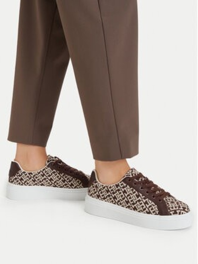 Tommy Hilfiger Sneakersy Chic Platform Monogram FW0FW09398 Brązowy