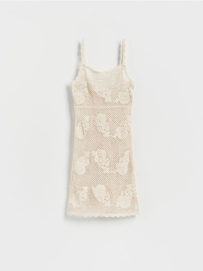 Ażurowa narzutka plażowa - kremowy