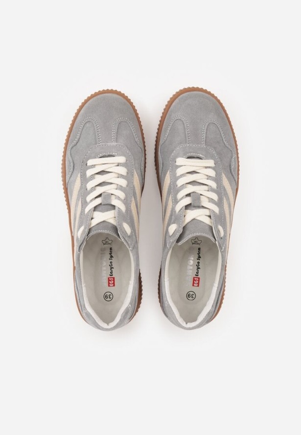 Ciemnoszare Sneakersy Retro Tenisówki z Naturalnego Zamszu ze Skórzaną Wkładką Beralene