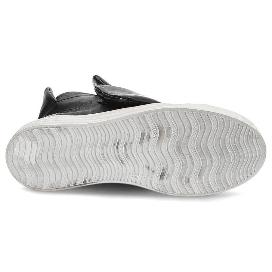 Czarne Botki Carinii Skórzane Buty Damskie