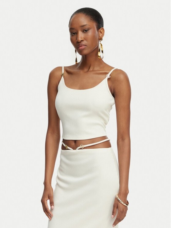 Guess Top E6GP01 KG322 Kremowy Slim Fit