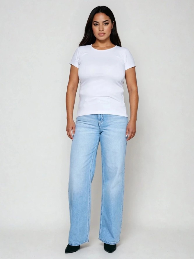 Koszulka damska z krótkim rękawem biała Classaca 101