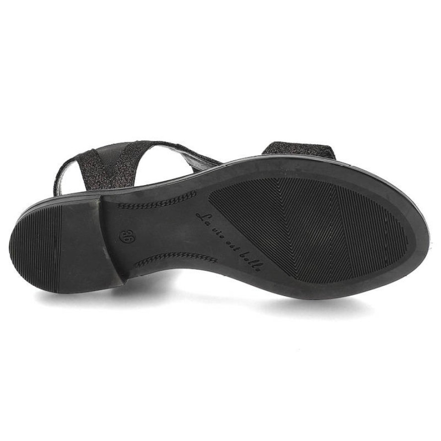 Czarne Sandały Karino Modne Płaskie Buty