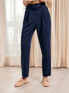 Spodnie z paskiem na kant - granatowy