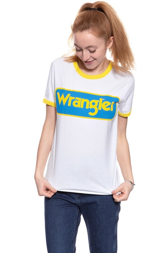 WRANGLER T SHIRT DAMSKI B&Y RINGER TEE WHITE W7C42FK12 112131689