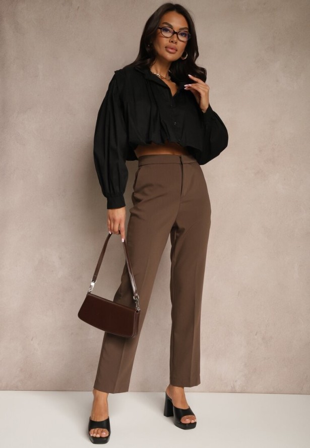 Czarna Krótka Koszula z Bawełny Nuridelle