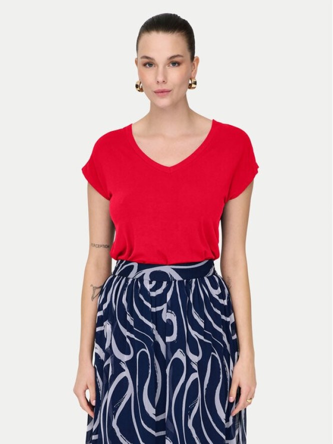 ONLY T-Shirt Rilla 15315776 Czerwony Regular Fit