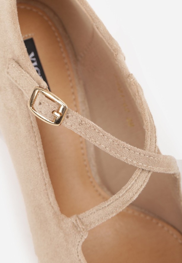 Beżowe Szpilki Vices Ozdobione Paskami Tammirea