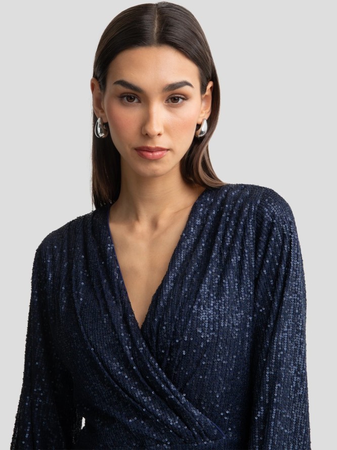 Sukienka damska mini cekinowa granatowa Loreta 403