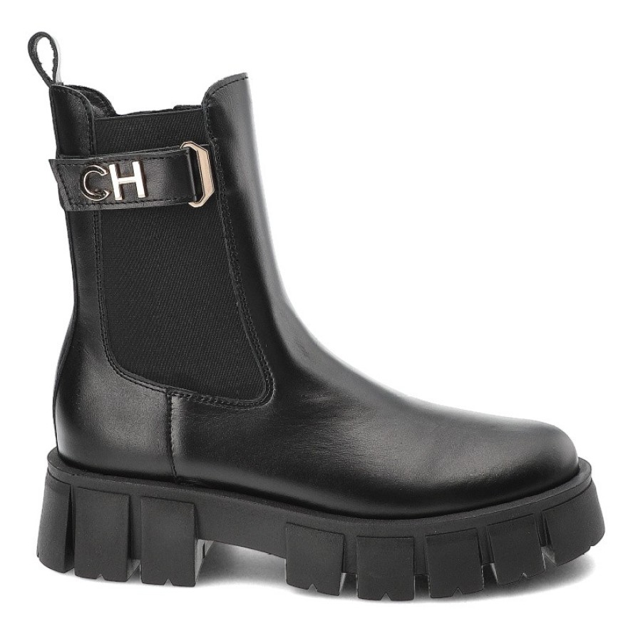 Czarne Botki Chebello Stylowe Obuwie Damskie