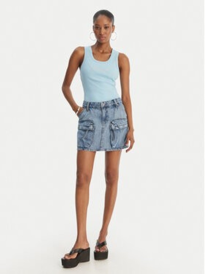 Juicy Couture Top Thin Strap JCWLV126308 Błękitny Slim Fit