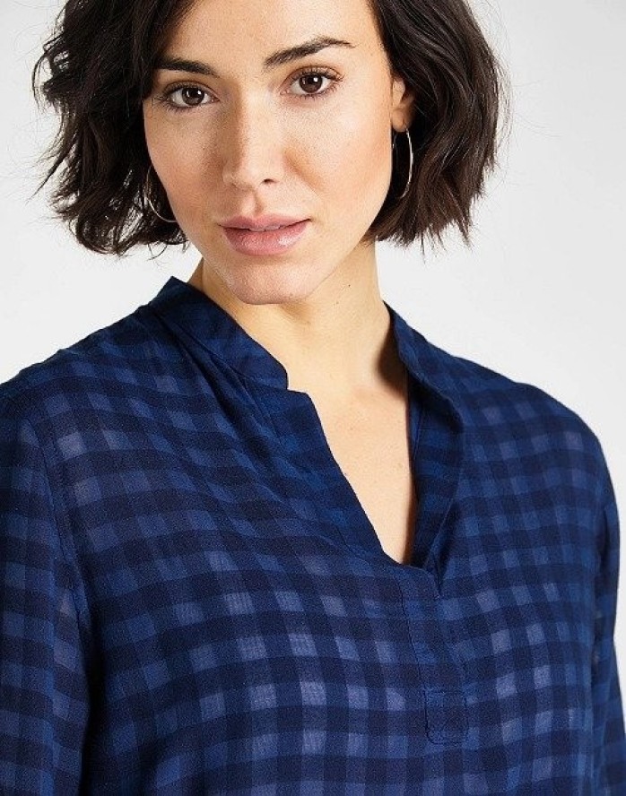 LEE ESSENTIAL BLOUSE DAMSKA BLUZKA W KRATĘ DARK NAVY L45VHTNM 112110614