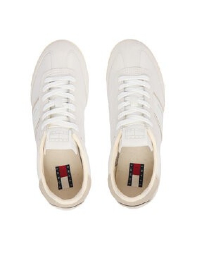 Tommy Jeans Sneakersy Tjw Low Profile Runner Lthr Mix EN0EN03001 Écru