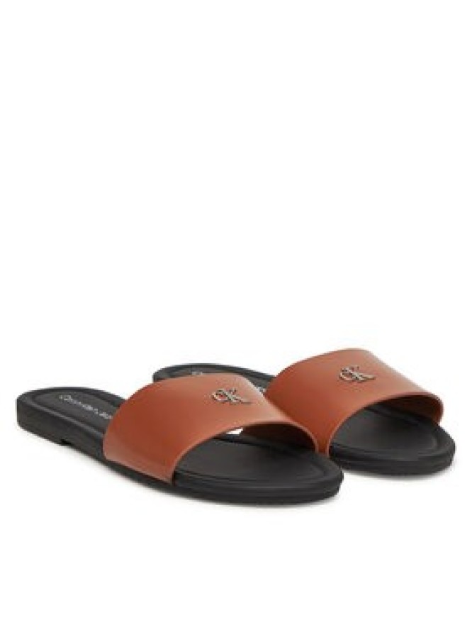 Calvin Klein Jeans Klapki Flat Sandal Slide Mg YW0YW01697 Brązowy