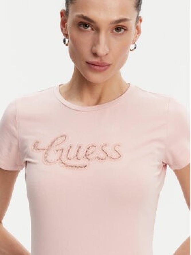 Guess T-Shirt W5GI47 KA0Q1 Różowy Slim Fit