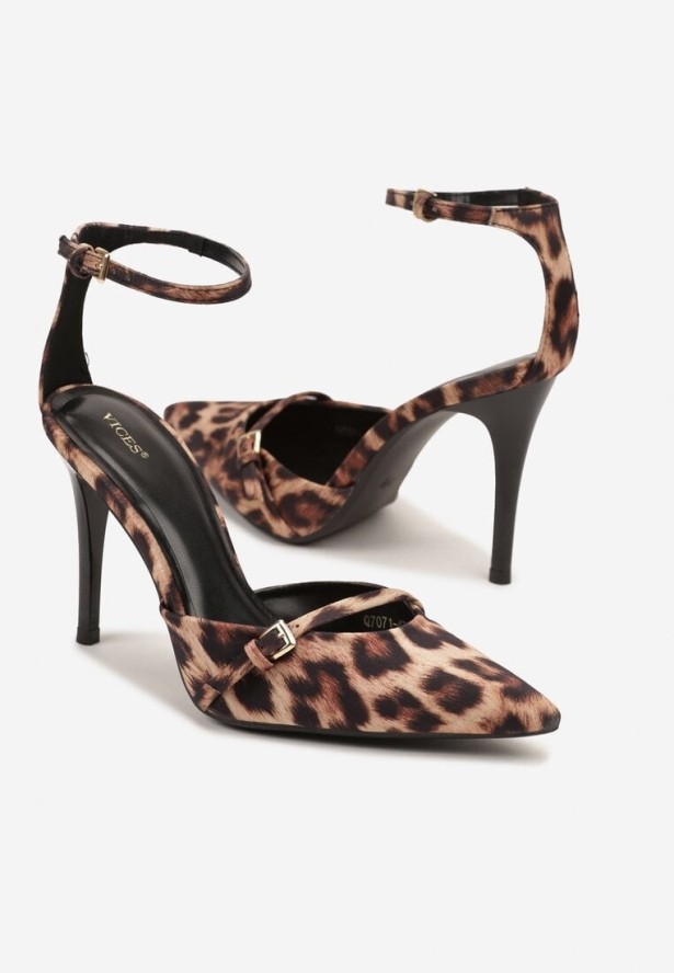 Panterkowe Szpilki Vices Zdobione Paskiem z Klamerką Tilamea