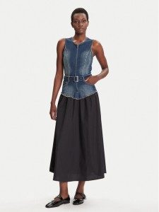 Desigual Sukienka jeansowa Poplin 25WWVD03 Granatowy Regular Fit