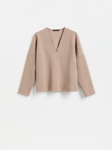 Bluza z dekoltem V - brązowy