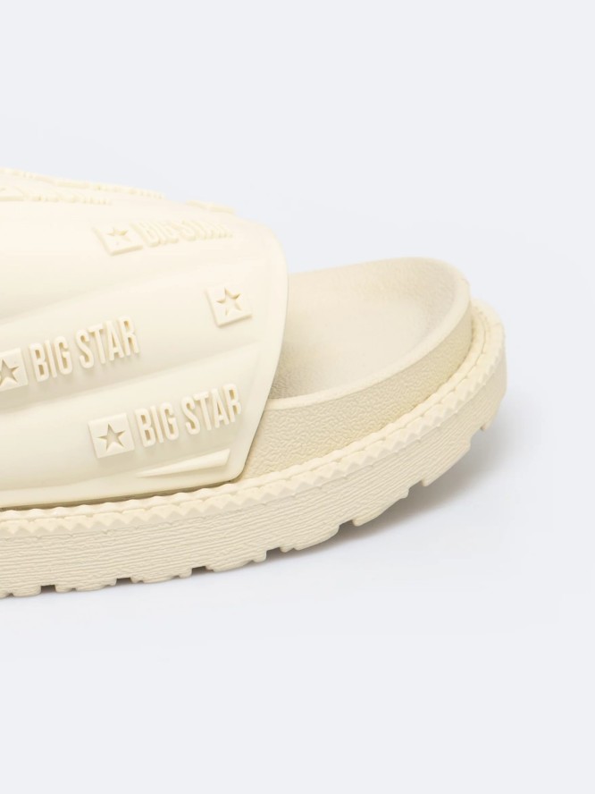 Klapki damskie na podwyższonej podeszwie beżowe RR274A542 801