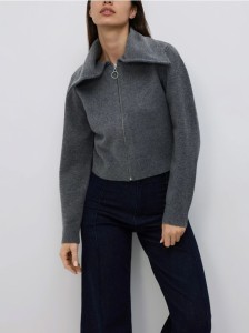 Sweter z zapięciem na zamek - ciemnoszary