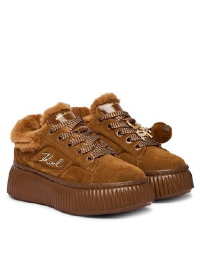 KARL LAGERFELD Sneakersy Kreeper Lo KL42312L Brązowy