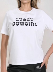 Bawełniana koszulka z napisem - biały