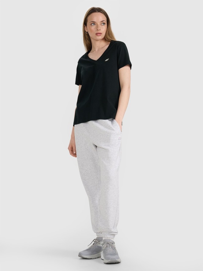 4F T-shirt oversize gładki damski - czarny M