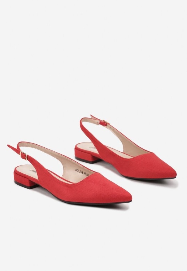 Czerwone Sandały z Ekozamszu ze Szpiczastym Noskiem Terevelis