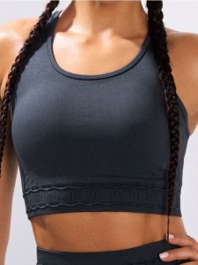 Top sportowy z ozdobnym przeszyciem w talii - szary