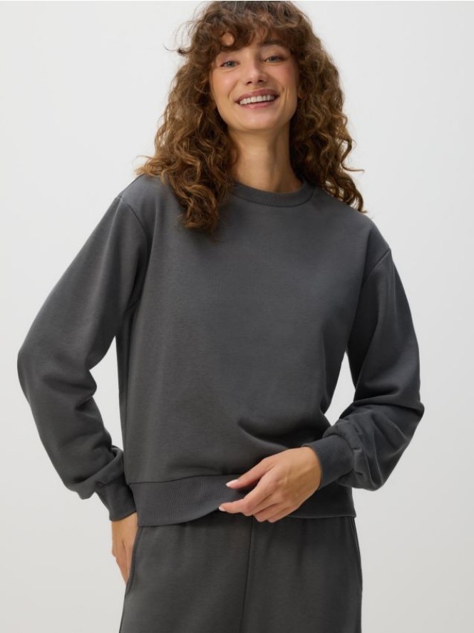 Gładka bluza z bawełną - ciemnoszary