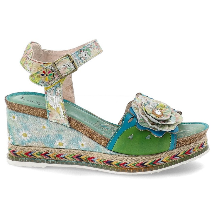 Zielone Sandały Laura Vita Modne Obuwie Damskie