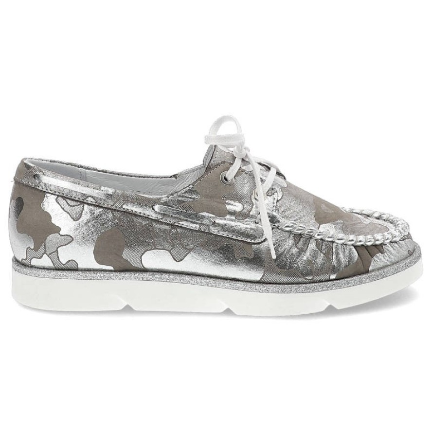 Srebrne Mokasyny Simen Damskie Buty Płaskie