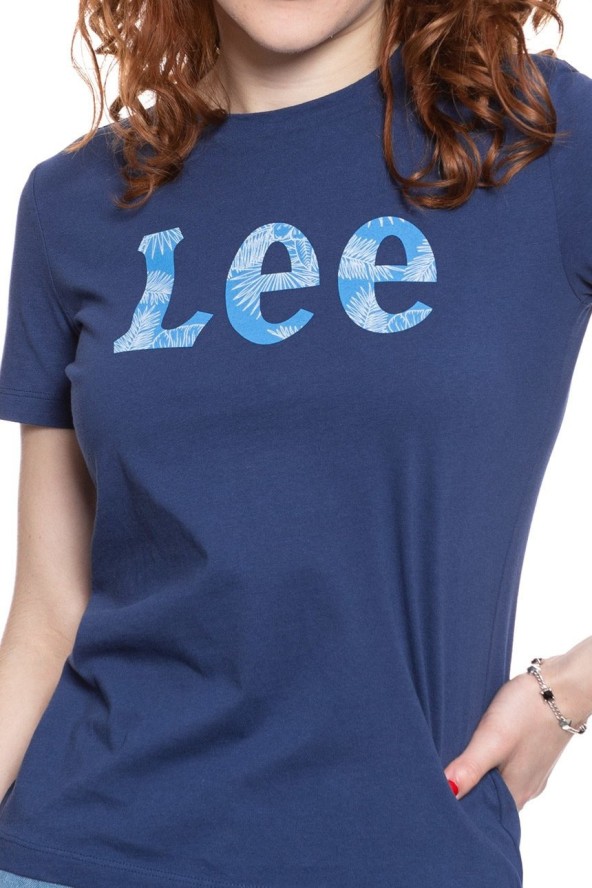 LEE T SHIRT DAMSKI SLIM LOGO TEE BLUEPRINT L43KEHLH 112109663