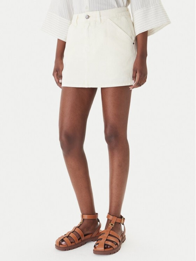 Eleh Spódnica jeansowa EL107 Écru Regular Fit