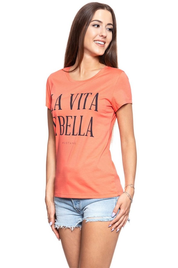 MUSTANG T SHIRT DAMSKI Alexia C Print Persimmon 1009053 8139